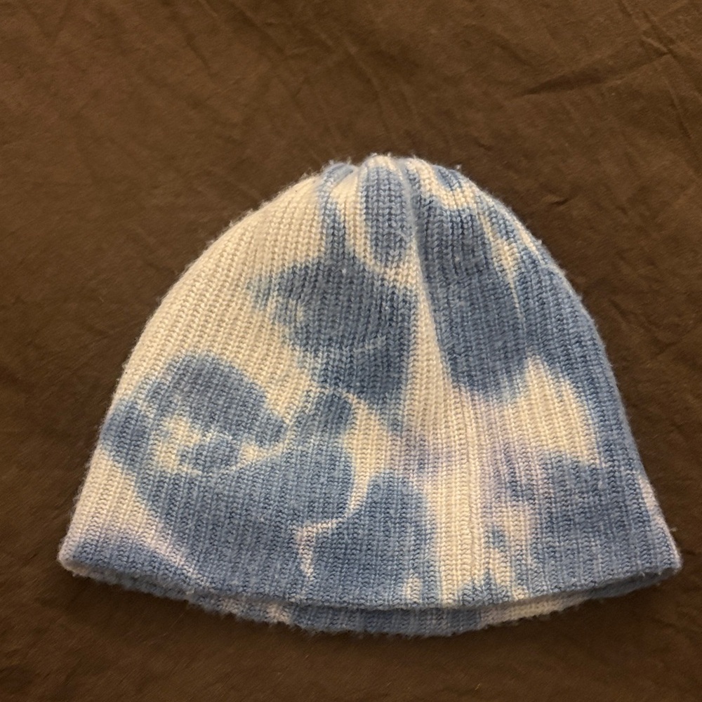 The Elder Statesman Blue and White Tie-Dye Knit Beanie
